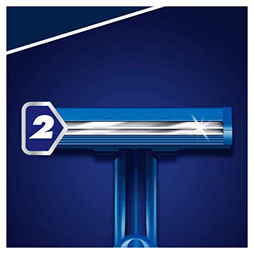 Gillette BlueII Maquinillas desechables para hombre, dos hojas de afeitar, cabezal fijo - Pack de 15+5