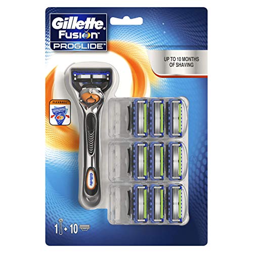 Gillette Fusion ProGlide Maquinilla de Afeitar + 10 Cuchillas de Recambio