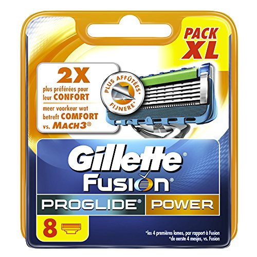 Gillette Fusion ProGlide Power-Recambios para cuchillas de afeitar, 8 unidades para hombre