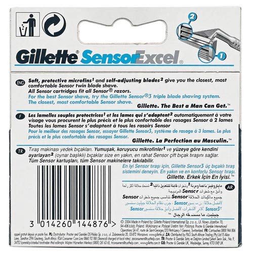 Gillette Sensor Excel Hojas De Afeitar Para Hombre, 5 Unidades