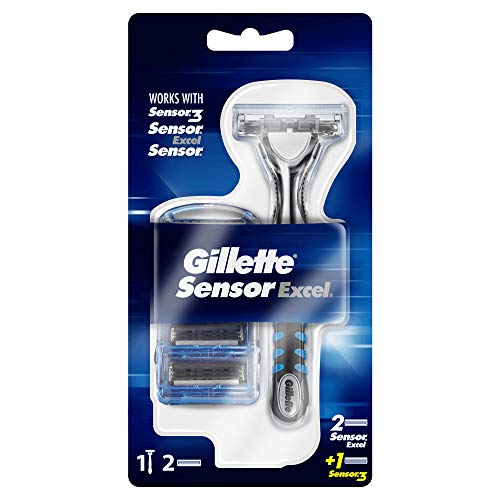 Gillette Sensor Excel Maquinilla De Afeitar Para Hombre + 2 Recambios Sensor Excel Y 1 Recambio Sensor3