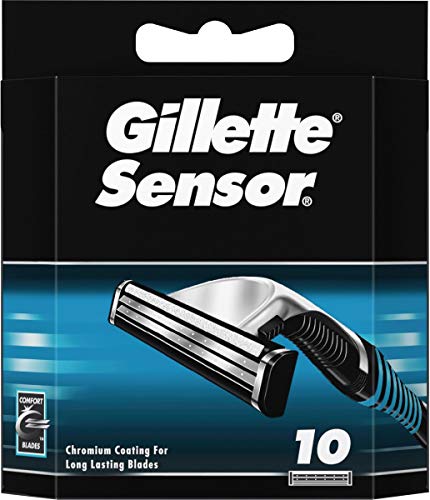 Gillette Sensor Recambio de Maquinilla de afeitar para hombre, 10 recambios