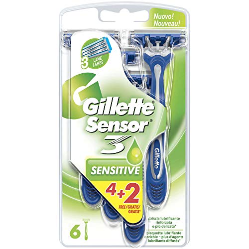 Gillette Sensor3 Maquinillas desechables para Hombre Piel Sensible 4+2 Unidades