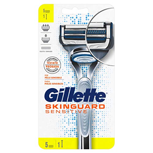 Gillette SkinGuard Maquinilla de Afeitar para Pieles Sensibles + 5 Cuchillas de Recambio