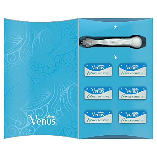 Gillette Venus Embrace Sensitive Maquinilla de Afeitar Mujer + 5 Cuchillas de Recambio