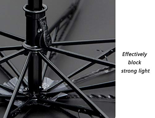 Ginkgo - Paraguas plegable de poliéster con impresión bronceadora, con pegamento negro, 8 marco de acero hueso, resistente al viento, suministros escolares Azul azul