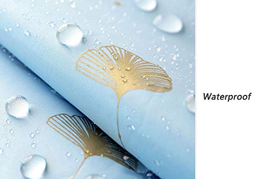 Ginkgo - Paraguas plegable de poliéster con impresión bronceadora, con pegamento negro, 8 marco de acero hueso, resistente al viento, suministros escolares Azul azul