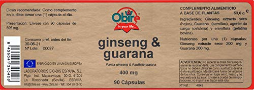 Ginseng & guarana 400 mg. 90 capsulas