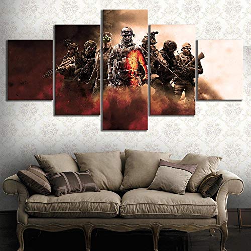 GIRDSS Cuadros Decoracion Salon Modernos Juego de 5 Piezas Personajes Cartel Battlefield Call of Duty Rainbow Six Lienzo Pintura Arte de la Pared para la decoración del hogar Regalo Creativo