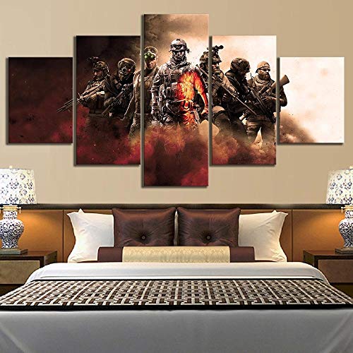 GIRDSS Cuadros Decoracion Salon Modernos Juego de 5 Piezas Personajes Cartel Battlefield Call of Duty Rainbow Six Lienzo Pintura Arte de la Pared para la decoración del hogar Regalo Creativo