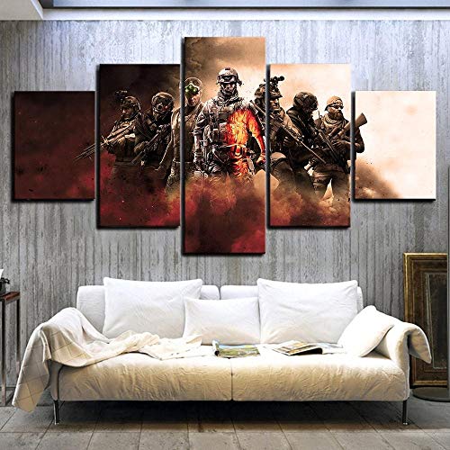 GIRDSS Cuadros Decoracion Salon Modernos Juego de 5 Piezas Personajes Cartel Battlefield Call of Duty Rainbow Six Lienzo Pintura Arte de la Pared para la decoración del hogar Regalo Creativo