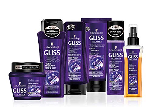 Gliss - Champú Fiber Therapy para cabello sobreprocesado (Plancha y/o tinte) - 4 uds de 400 ml - Schwarzkopf