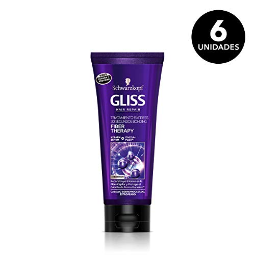 Gliss Tratamiento Express Fiber Therapy para cabello sobreprocesado (plancha y/o tinte) - 6 ud de 200ml - Schwarzkopf