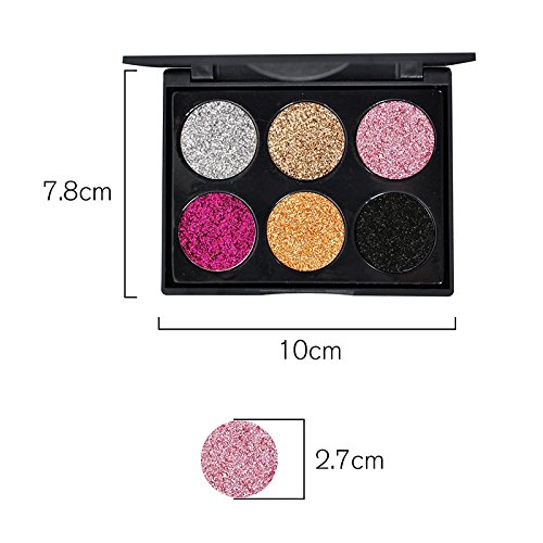 Glitter Polvo Paleta de Maquillaje Profesional, KRABICE 6 Colores Purpurina Gel Arte de Uñas Decoración cara cuerpo labios sombra de ojos maquillaje con purpurina Maquillaje de Ojos Sombra - #1