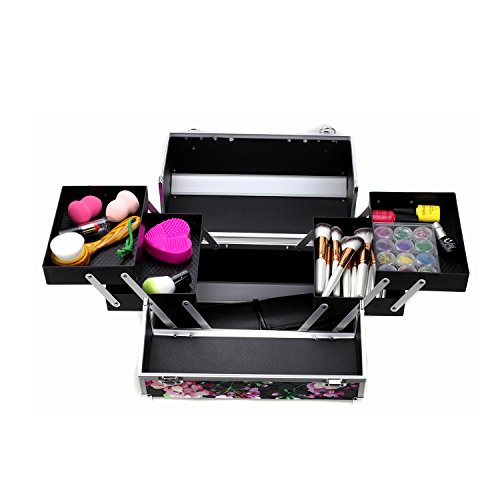 Glow - Caja de maquillaje profesional, para maquillaje, esmaltes de uñas, joyas, accesorios Floral.