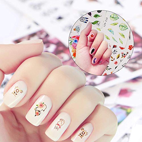 Gobesty Pegatinas uñas Navideñas, 40 Hojas Conjunto de pegatinas de arte de uñas pegatinas uñas al agua para niñas mujeres DIY salón de uñas para principiantes