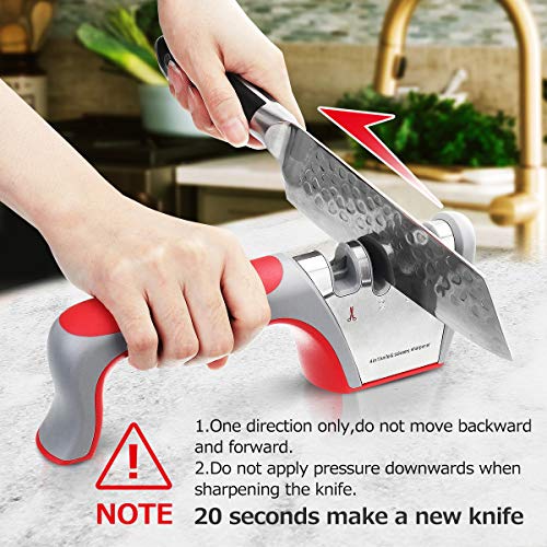 Godmorn Afilador de Cuchillos Profesional, 4 en 1 Knife Sharpener, Afilador Cuchillos Manuales de Cocina de 4 Etapas para Muchos Tipos de Cuchillos,Apto para Uso en Cocina y Exterior.