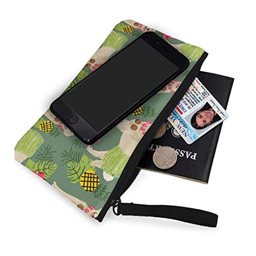 Golden Retriever Hula Dancer - Monedero unisex con cremallera para pintalabios, monedero de lona para perro o bailarín, monedero portátil con cierre para pintalabios, monedas, tarjetas de crédito, auriculares, llaves de cargador USB