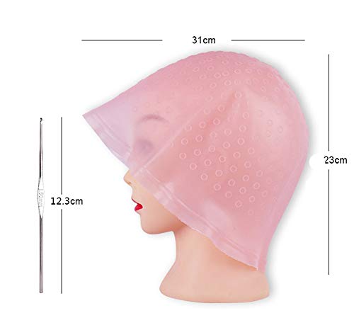 Gorro de silicona para resaltar, gorro reutilizable para el cabello, gorro de tinte para teñir el cabello de salón con ganchos para mujeres y niñas, teñir el cabello