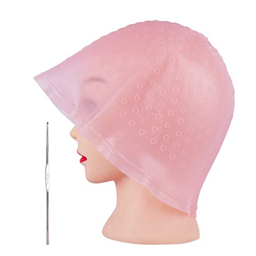 Gorro de silicona para resaltar, gorro reutilizable para el cabello, gorro de tinte para teñir el cabello de salón con ganchos para mujeres y niñas, teñir el cabello