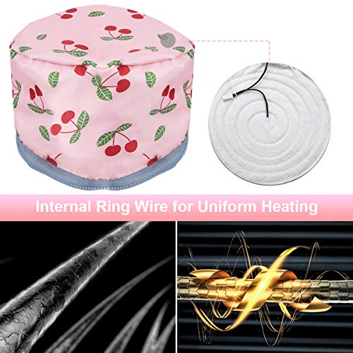 Gorro de Spa para Pelo- GLAMADOR Gorro para Mascarilla Capilar, Rosado Gorro Termico Peluqueria- Promover Absorción de Nutrientes,Temperaturas Ajustables,Cuidado del Cabello en el Hogar