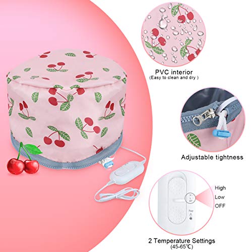 Gorro de Spa para Pelo- GLAMADOR Gorro para Mascarilla Capilar, Rosado Gorro Termico Peluqueria- Promover Absorción de Nutrientes,Temperaturas Ajustables,Cuidado del Cabello en el Hogar
