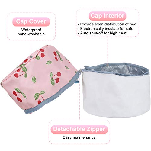 Gorro de Spa para Pelo- GLAMADOR Gorro para Mascarilla Capilar, Rosado Gorro Termico Peluqueria- Promover Absorción de Nutrientes,Temperaturas Ajustables,Cuidado del Cabello en el Hogar