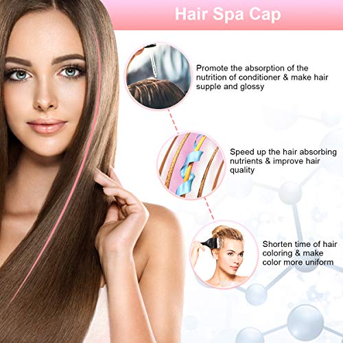 Gorro de Spa para Pelo- GLAMADOR Gorro para Mascarilla Capilar, Rosado Gorro Termico Peluqueria- Promover Absorción de Nutrientes,Temperaturas Ajustables,Cuidado del Cabello en el Hogar