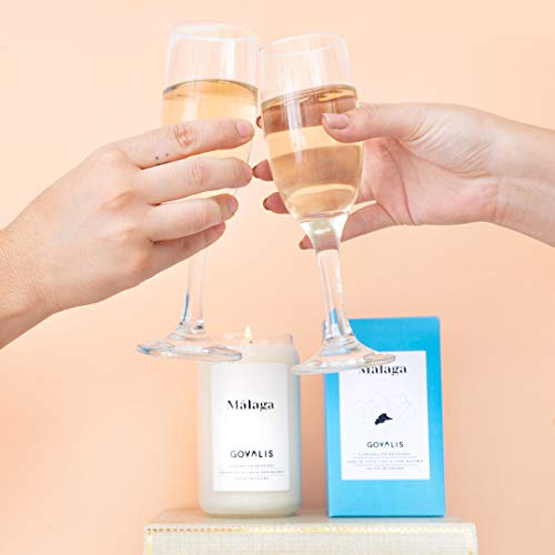GOVALIS Vela Málaga | Perfumadas y Aromáticas | Cera de Soja & Coco 100% Natural – Velas Recuerdos Relajación Decorativas Yoga Grandes Blancas Cumpleaños Regalos Originales – 70-90 h – 390 g
