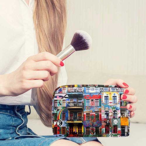 Graffiti House In Easten Berlin - Bolsa de maquillaje para viaje portátil para niñas, mujeres