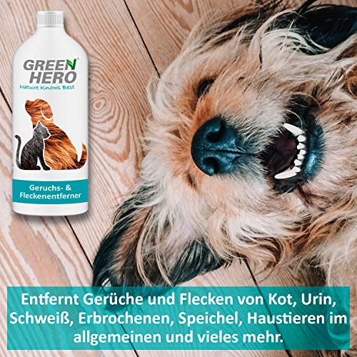 Green Hero bio Fuerza limpiador contra olores | mikrob Iolo gischer limpiador y eliminador de olores | 1000 ml concentrado producen 10 litros limpiador de fuerza