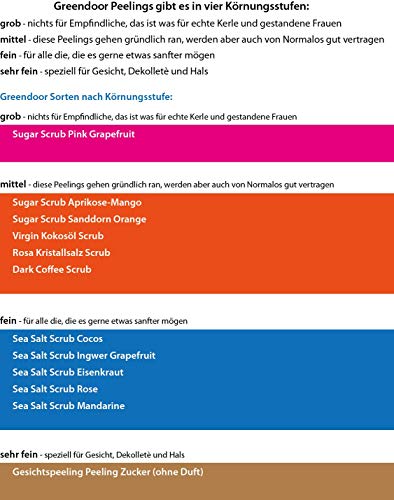 Greendoor peeling corporal Sal De Mar Scrub Rosa, peladura de sal marina sin Plástico & sin conservantes, 280g con Aceite de almendra, Body Scrub