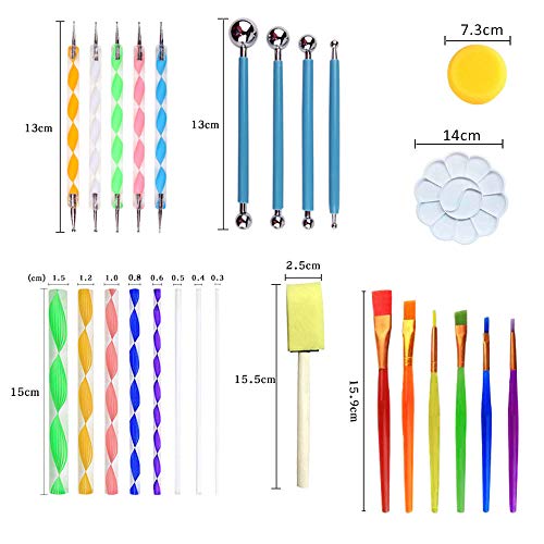 Gresunny35 piezas herramientas para pintar mandalas mandala dotting tools con plantillas, varillas acrílico, bandeja de pintura, herramientas de puntos para pintura rupestre colorantes arte de uñas