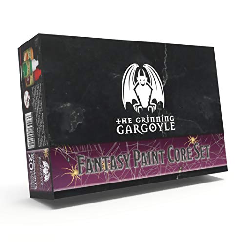 Grinning Gargoyle FPS002 - Juego básico de Pintura de fantasía - Pinturas acrílicas para miniaturas - 20x Colores Surtidos de 18 ml - Incluye un Pincel - Warpaints