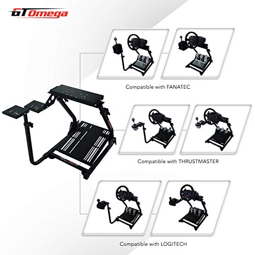 GT OMEGA Soporte del Volante para el Volante Thrustmaster TX Racing Ferrari 458 Italia y Pedales, Xbox One, PC - Compacto, Plegable e Inclinable, Ajustable a la Mejor Experiencia de Consola de Juegos