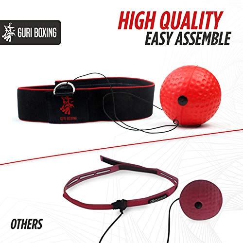 Guri Boxing Reflex Ball/Pelotas de Reflejo-Kit de Boxeo con 3 Pelotas de Reacción, Vendas y Bolsa Impermeable-Ideal para Velocidad De Reacción, Coordinación Mano Ojo, Precisión y Enfoque