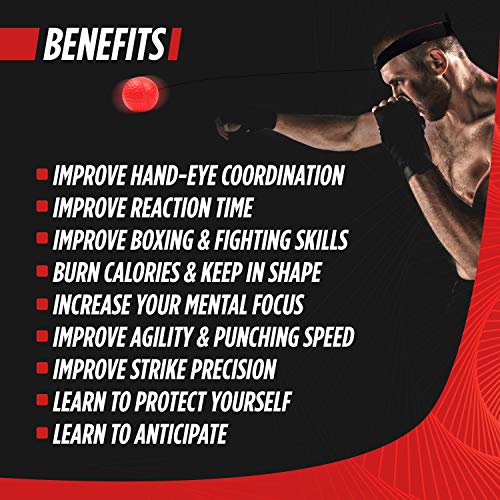 Guri Boxing Reflex Ball/Pelotas de Reflejo-Kit de Boxeo con 3 Pelotas de Reacción, Vendas y Bolsa Impermeable-Ideal para Velocidad De Reacción, Coordinación Mano Ojo, Precisión y Enfoque