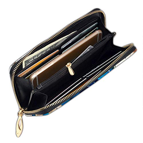 GYHJH Sea Crab Ladies Clutch de Cuero Cartera Delgada y compacta con Cremallera Monedero Grande Impermeable Organizador de Tarjetas Duradero con Ranuras