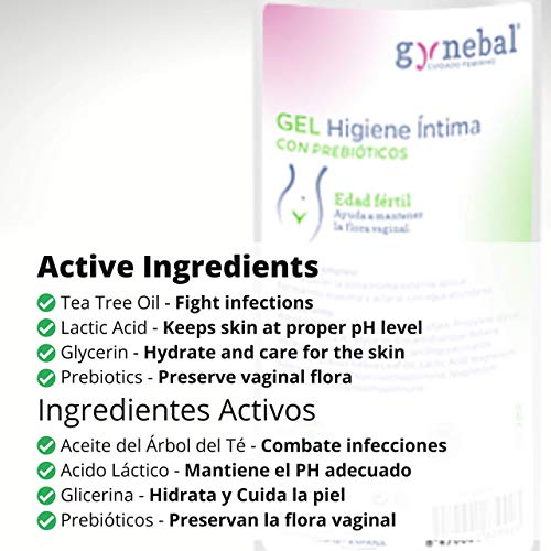 GYNEBAL Gel Higiene Intima Prebiotico 300 ml - Con Ph 4.5 Recomendado desde la Primera Menstruación hasta la Menopausia - Ayuda a Prevenir las infecciones Vaginales en la Edad Fertil - Farmaceutico