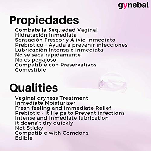 GYNEBAL Gel Intimo Mujer Hidratante Vulvar Prebiotico 2 x 50 ml - ALIVIO DE LA SEQUEDAD VAGINAL - HIDRATACION INTENSA e INMEDIATA - Sirve como Lubricante - No pegajoso - No Mancha - Farmaceutico