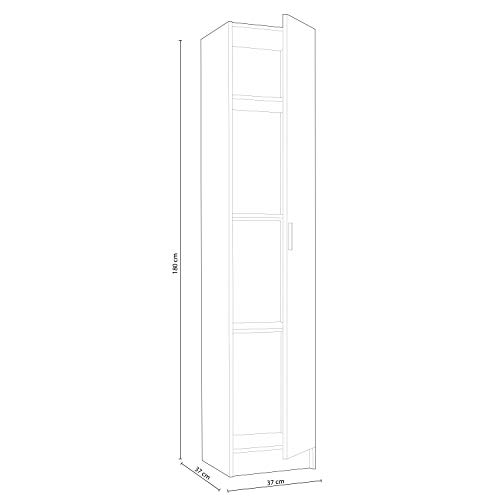 Habitdesign 007141O - Mueble Armario Multiusos, 1 Puerta, Color Blanco, Medidas: 37 cm (Largo) x 182 cm (Alto) x 37 cm (Fundo)