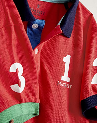 Hackett London Number Polo B, Rojo (255red 255), 122/128 (Talla del Fabricante: K07) para Niños