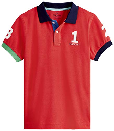 Hackett London Number Polo B, Rojo (255red 255), 122/128 (Talla del Fabricante: K07) para Niños