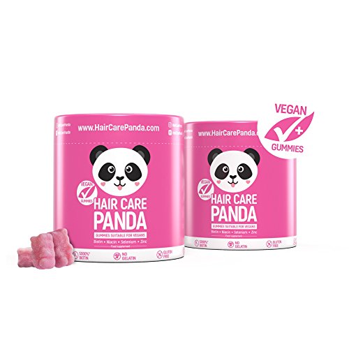Hair Care Panda – 2 Paquetes Vitaminas pelo Sano, hecha ositos de goma Biotina largo grueso Cabello Grueso 2 x 60 ositos de goma