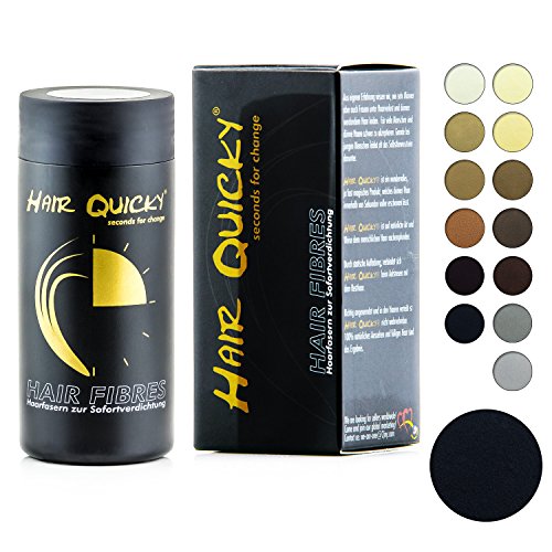Hair Quicky® Premium Hair Fibers, fibras de pelo, construcción de pelo espesante de cabello, en caso de alopecia calvicie caída del pelo o cabello ralo, natural queratina | 28g | negro