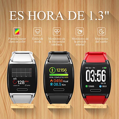 HalfSun Impermeable IP67 Smartwatch, HD Color Screen,Pulsera Inteligente con Pulsómetro, Monitor de Presión Arterial，Monitor de Calorías, Sueño, Podómetro，Pulsera Actividad para Android y iOS