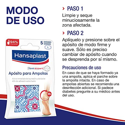 Hansaplast Apósito para ampollas grande, apósito transparente para un alivio instantáneo del dolor, apósitos adhesivos para los talones, 2 x 5 unidades