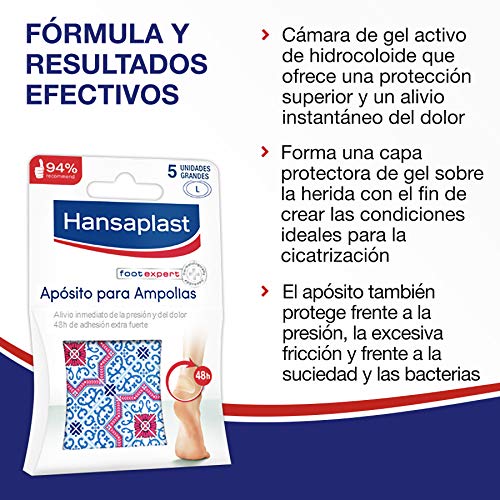 Hansaplast Apósito para ampollas grande, apósito transparente para un alivio instantáneo del dolor, apósitos adhesivos para los talones, 2 x 5 unidades