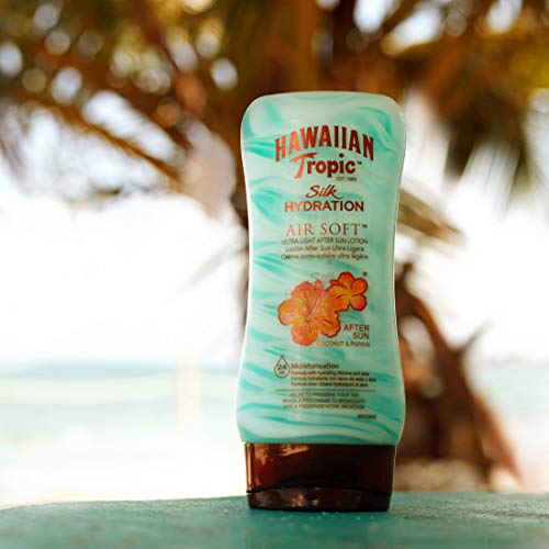 Hawaiian Tropic AfterSun Air Soft - Loción Hidratante Ultra Ligera para Después de la Exposición al Sol, Fragancia Coco y Papaya, Verde, 180 ml