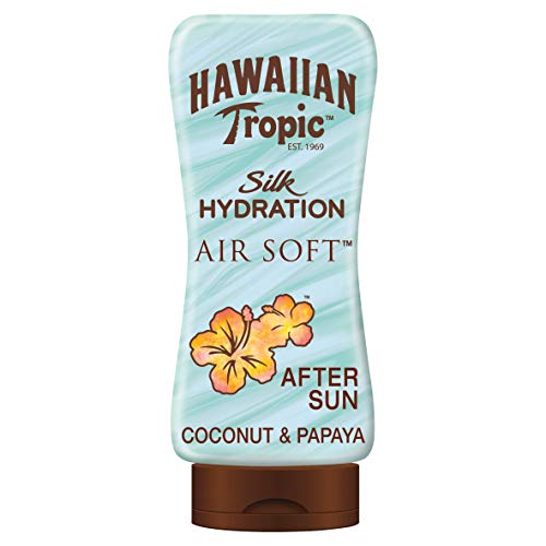 Hawaiian Tropic AfterSun Air Soft - Loción Hidratante Ultra Ligera para Después de la Exposición al Sol, Fragancia Coco y Papaya, Verde, 180 ml
